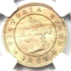 1888 ジャマイカ ビクトリア ファーシング 1/4P コイン - 認定 NGC MS64 (BU UNC) - 希少!