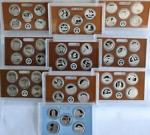 2010 S から 2019 アメリカ ザ ビューティフル プルーフ ATB 10 セット 50 コイン パーク クォーター ロット