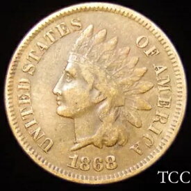 1868 インディアン ヘッド セント ~ 豪華な希少日付ペニー 1c コイン ~ 送料無料 ~ TCC