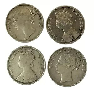 イギリス インド アンティーク オールド スターリング シルバー コイン 4 枚ロット