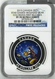 2015 NGC PF 70 U-Cam Canada Star Charts Wounded Bear $25 �R�C���A1�I���X .9999 �V���o�[
