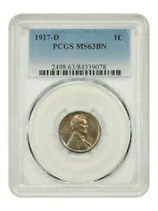 1917-D 1C PCGS MS63BN - �����J�[�� �Z���g (�E�B�[�g ���o�[�X) - �l�C�̏��� D-�~���g