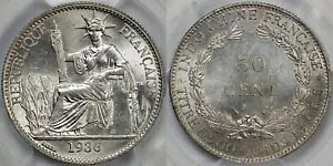 PCGS �O���[�h MS63 �t�����X �C���h ���� 1936 �N 50 �Z���g �����ʋ��