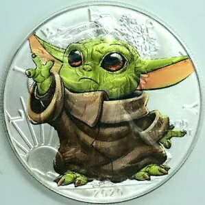 Grogu Baby Yoda - �X�^�[�E�H�[�Y - �A�����J�� �V���o�[ �C�[�O�� 1�I���X 0.999 �V���o�[ �_���[ �R�C��
