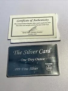 Pyromet 1 �I���X .999 �t�@�C�� �V���o�[ - �ی�X���[�u�� CoA �t���̃V���o�[ �J�[�h �o�[