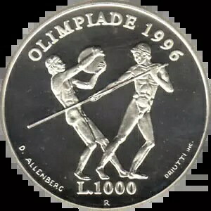 �V���o�[ �v���[�t �R�C�� 1996 �I�����s�b�N 1000 L �R�C�� SPORTSMEN COA