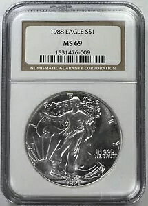 1988�NUS�V���o�[�C�[�O���I NGC MS69�I 1�I���X�̏㎿�ȃV���o�[�I�K���i�I�����I NR #B1233