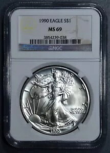1990 $1 �A�����J�� �V���o�[ �C�[�O�� ������ 1 �I���X .999 NGC MS 69 A3000