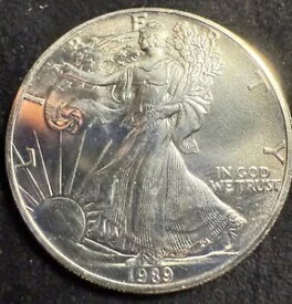 素晴らしい 1989 アメリカン シルバー イーグル 1 オンス 0.999 ファイン シルバー ドル BU HIGH MS 2311