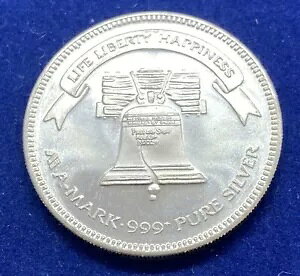 Eagle & Liberty Bell Round-A-Mark-Liberty �V���o�[ 1 �g���C�I���X .999 �t�@�C�� �V���o�[