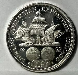 1892 年コロンビア万博 0.5 ドル(コピー) 1/2 オンス .999 シルバー ラウンド