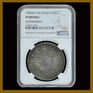 メキシコ 1 ペソ銀貨、1900 年メキシコシティ AM チョップマーク NGC VF 6740077-039