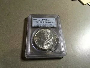 1886 P BU ���[�K�� �V���o�[ �_���[ �u���C�g �R�C�� PCGS �{�� VAM 1C 3+2 CLASHED REVE