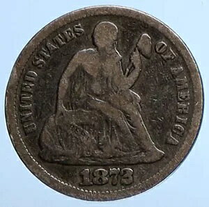 1872 P USA �A�����J �V�[�e�b�h ���o�e�B �A���e�B�[�N �I�[���h �V���o�[ �_�C�� 10C �R�C�� i111013