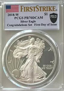 2018-W Silver Eagle PCGS PR-70 DCAM from Congratulation Set First Strike FDOI