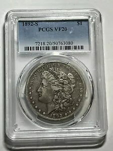 1892 S ���[�K�� �V���o�[ �_���[ $1 PCGS VF20 �f�G�ȃI���W�i���̊y�����R�C��