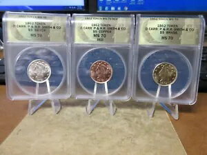 2024 P & R. R. Smith CO. $5 �_�j�G���E�J�[�ɂ��g�[�N�� 3 �̊��S�ȃZ�b�g ANACS MS 70
