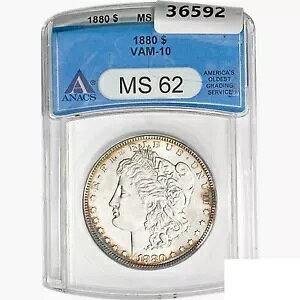 1880 ���[�K�� �V���o�[ �_���[ �R�C�� ANACS MS62 VAM-10