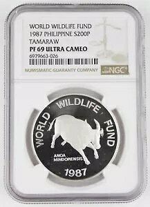 �t�B���s�� 1987 WWF �^�}���E �~���h�� 200 �s�\ �v���[�t �V���o�[ �R�C�� NGC PF69 UC GEM