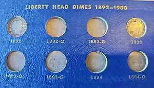 Nice Barber Liberty Dime Set - 60 Dimes in Dansco Ao