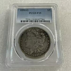 1894-O $1 �����K�� �V���o�[ �_���[ PCGS F15 ���C�g �g�[�j���O Gnutismatist GnuCoins
