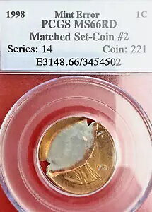 PCGS MS-66 レッド! 1998 セントの大規模ブロードストライクとインデントが一致したセットコイン #2