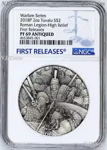 2018 P �c�o�� �E�H�[�t�F�A - Roman Legion �A���e�B�[�N 2�I���X �V���o�[ $2 3D �R�C�� NGC PF69 FR