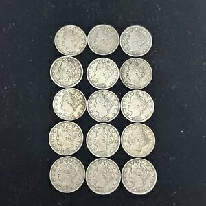 SASA ロット (15) 1883 ノーセント リバティ V ニッケル ナイス コイン