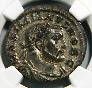 ���[�}�R�C�� �K�����E�X/�W�[�j�A�X AD 305-311 Bi Nummus NGC AU Trier