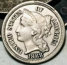 1888 スリー セント ニッケル ピース 3C Ungraded Choice US タイプ コイン CC23779