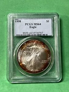 1998 ASE �A�����J�� �V���o�[ �C�[�O�� MS64 PCGS �F�胂���X�^�[�\�ʃg�i�[