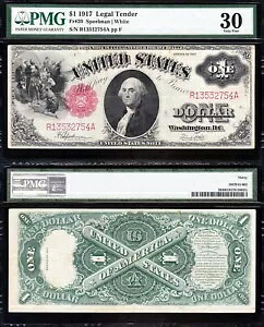 素晴らしいクリスプチョイス VF+ 1917 $1 "SAWHORSE" 米国法定通貨メモ! PMG30! 32754A