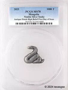 2025 ������S�� 1000T �j���u�� �X�l�[�N 1oz �V���o�[ PCGS MS70 ����