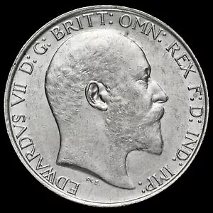 1906 年 エドワード 7 世 シルバー フローリン、希少、EF 付近
