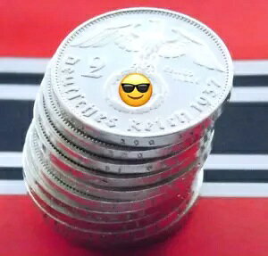 �h�C�c ���b�g 10x �R�C�� 2 REICHSMARK 1937 - 1939 SWASTIKA �V���o�[ ��O�鍑 WW2 �}�[�N