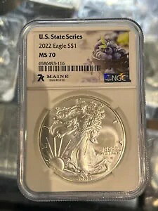 2022 US �X�e�[�g �V���[�Y �C�[�O�� S $1 MS 70 ���C�� NGC ���P AE*