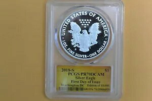 2018-S PCGS PR70DCAM シルバー イーグル プルーフ トーマス クリーブランド FDI ワシントンで発見