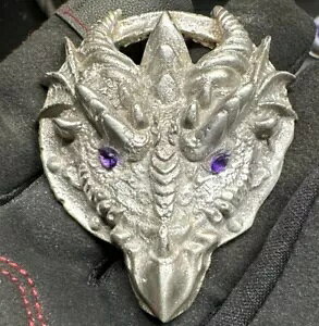 5.79 オンス スター シルバー - .925FS - アメジストの目のドラゴン - 手作業で注がれ、サンドキャスト