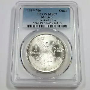 1989 Mo PCGS MS67 - メキシコ - 1 オンス シルバー リベルタ オンザ #46553A