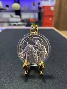 パンチョ ヴィラ ドス オンザス トロイ プラタ プラ、2オンス シルバー ラウンド 馬付き (C)