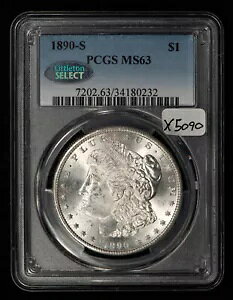 1890-S $1 �����K�� �V���o�[ �_���[ - PQ �z���C�g �R�C�� - PCGS MS 63 - SKU-X5090