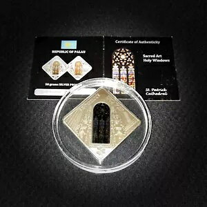 2011 パラオ セイクリッド アート ホーリー ウィンドウ セント パトリック大聖堂 ニューヨーク $10 シルバー + CoA