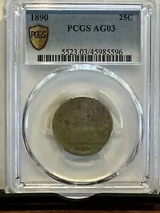 1890 �V�[�e�b�h ���o�e�B �N�H�[�^�[ PCGS AG 03 ���[�{�[�� ���W�X�g�� �S�[���h �V�[���h