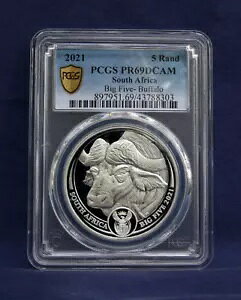 2021 南アフリカ ビッグ 5 バッファロー プルーフ PCGS PR69 DCAM ゴールド シールド *最後の 1 つ*