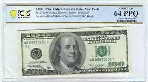 $100 1996 ���^�A�M������s�X�^�[���� PCGS �I�𖢗��� 64 PPQ