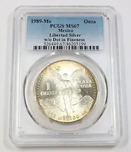 1989 �� PCGS MS67 |���L�V�R - �g�[���h 1 �I���X �V���o�[ ���x���^ - Un Onza �R�C�� #42494A