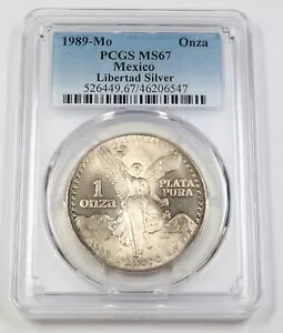 1989 �� PCGS MS67 |���L�V�R - �g�[���h 1 �I���X �V���o�[ ���x���^ - Un Onza �R�C�� #42487A