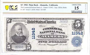 $5 1902 PB National ALAMEDA California CA ???? PCGS 15 Choice Fine! ????