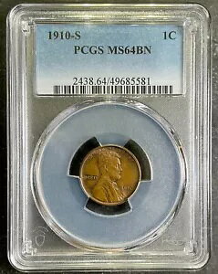 PCGS MS64BN 1910-S J[ EB[g Zg 1c L[ TtVXR t jA WF BU ST