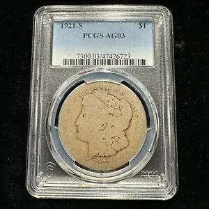 1921 S ���[�K�� �V���o�[ �_���[ PCGS AG3 AG LOWBALL ���[ ���W�X�g�� �Z�b�g